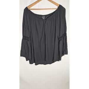 Torrid Womens Black‎ Blouse Top Sz Large 12 Peasant Goth Grunge Fairy Witchy